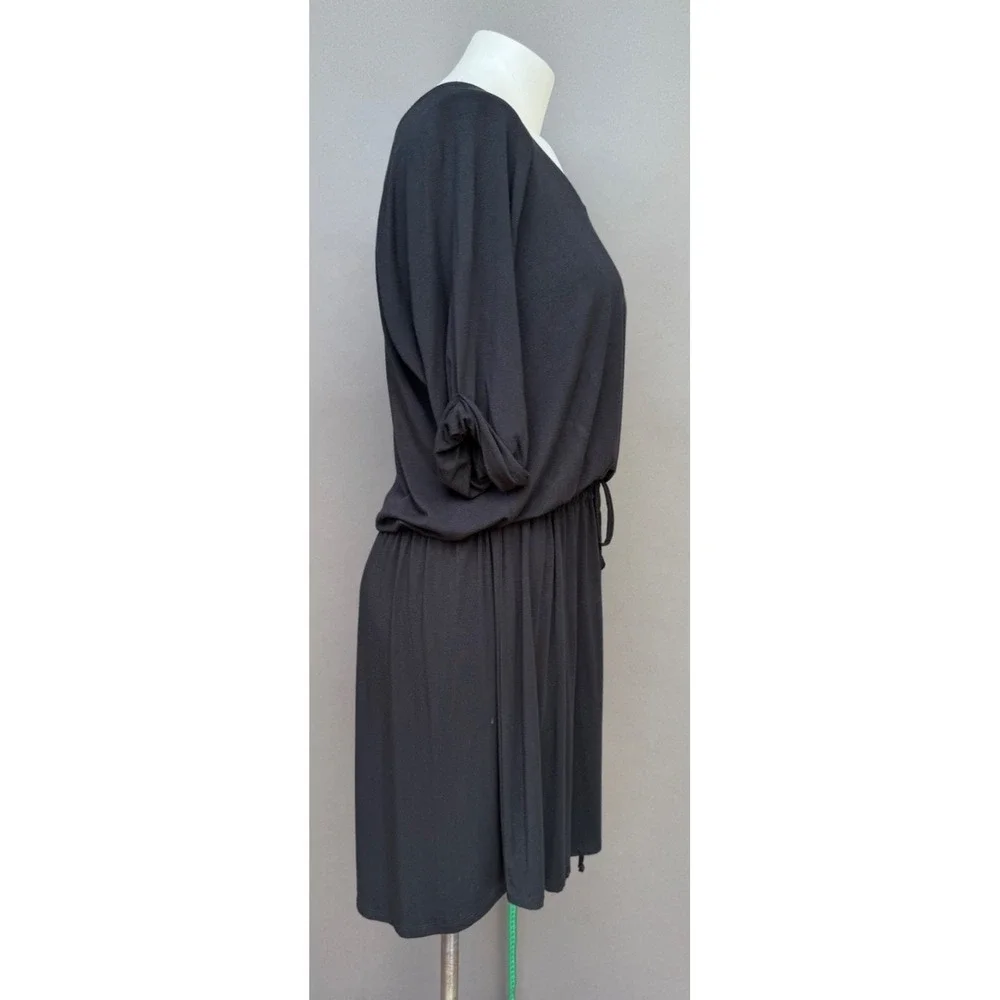 NEW Caslon Blouson Midi Dress‎ XL Black Drawstring 3/4 Slv Sporty Scoop Capsule
